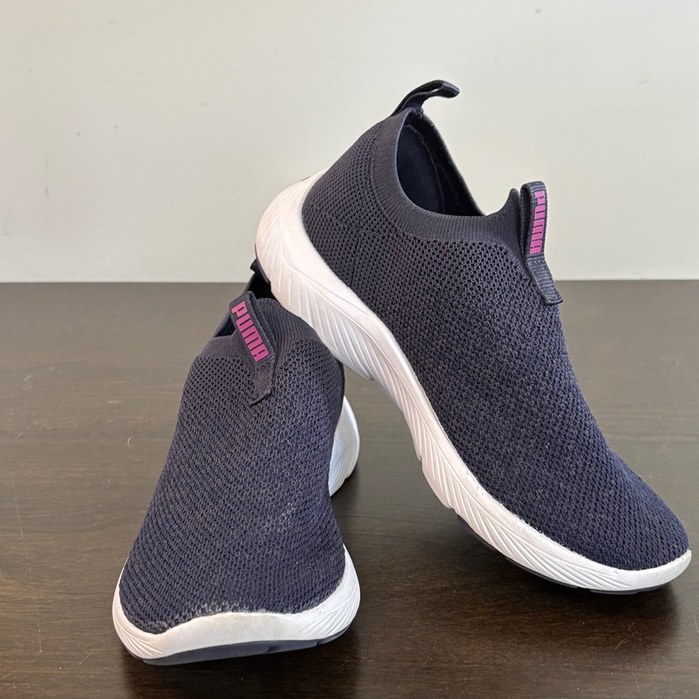 Puma Navy and Pink Slip-On Sneakers Size 8